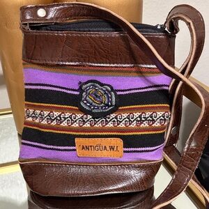 Antigua W.I. Purple & Brown Woven Crossbody Bag Souvineer